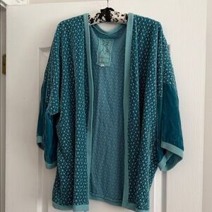 Johnny Was Light Teal Lace Kimono